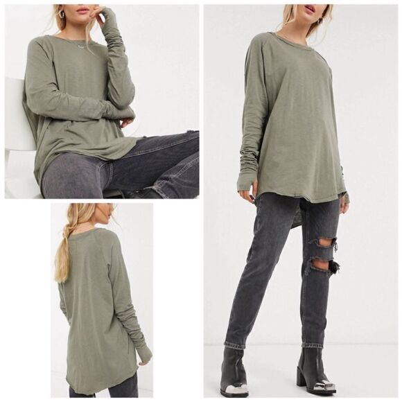 Free People We The Free Arden Extra Long Tee Sz Small - Picture 2 of 8